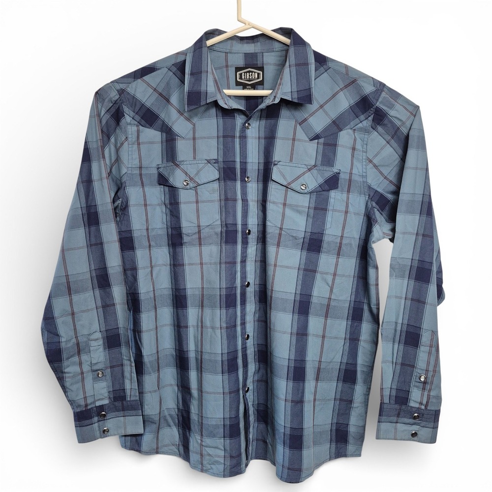 Gibson Trading Company Mens Long Sleeve Plaid Snap Front Western Shirt XXL